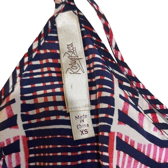 Rory Beca Navy Pink Plaid Strappy Silk Tank Top SZ XS - Picture 4 of 5